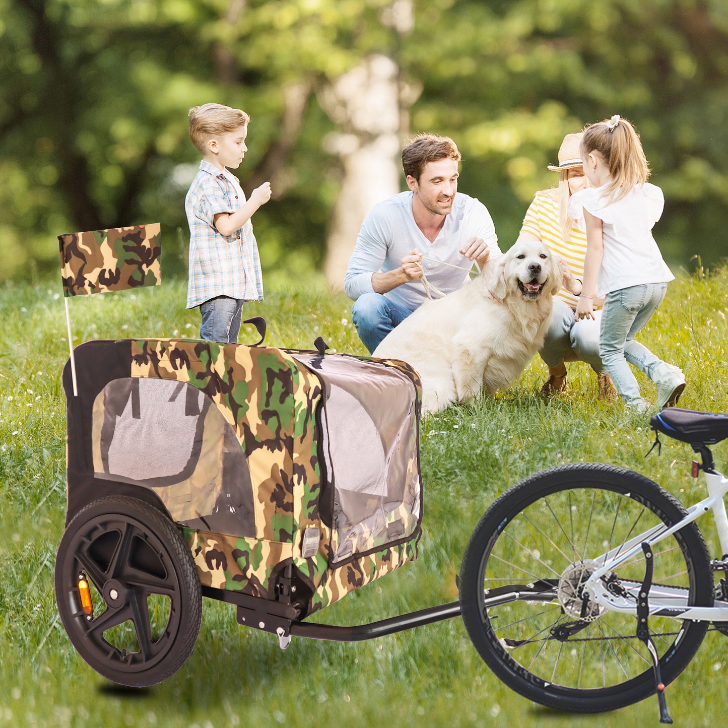 OKEYOLIVE Outdoor Heavy Duty Foldable Utility Pet Stroller Dog Carriers Bicycle Trailer