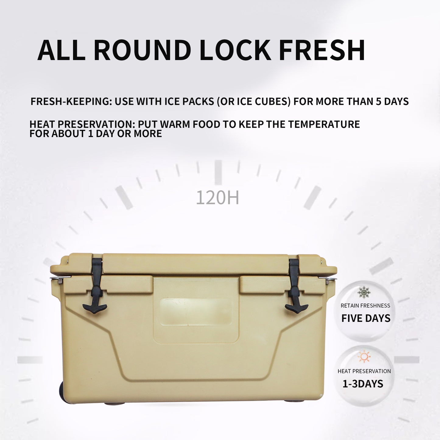 OKEYOLIVE Khaki color ice cooler box 65QT camping ice chest beer box outdoor fishing cooler