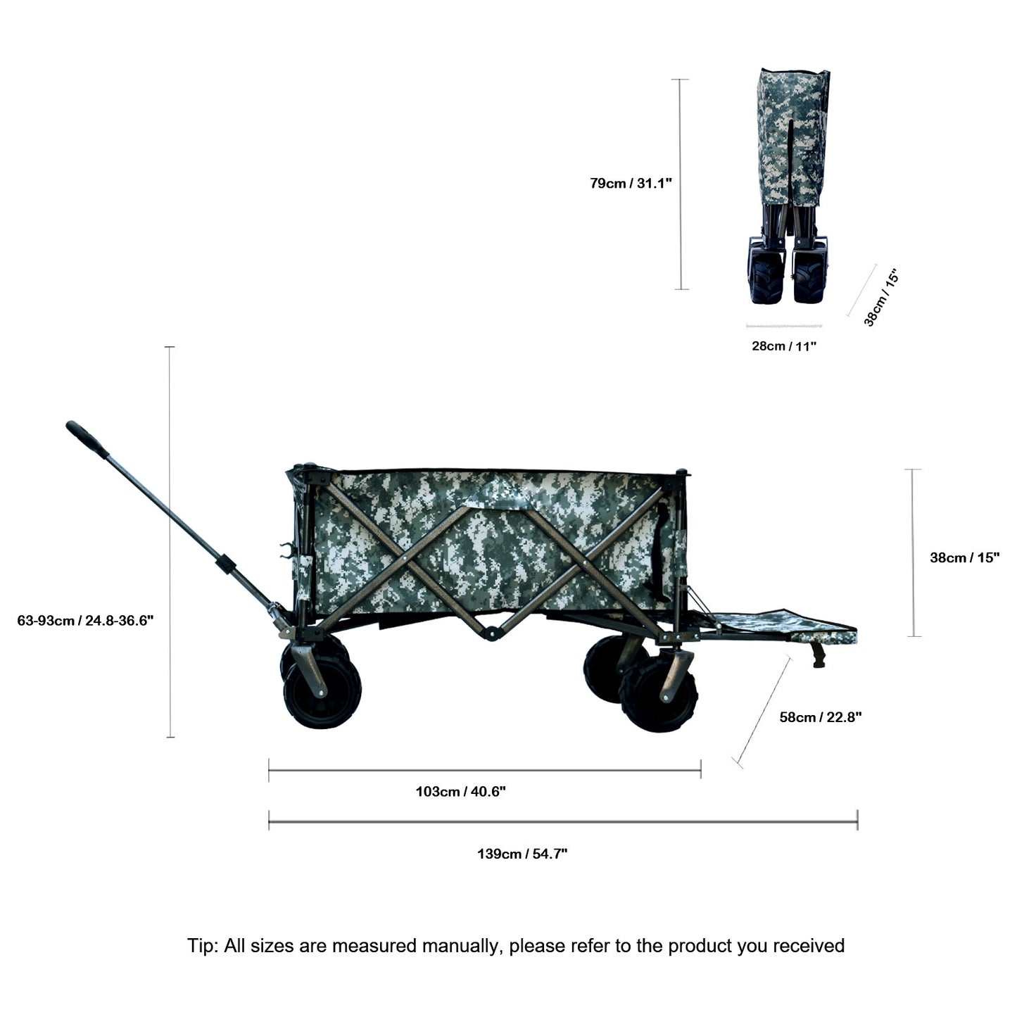 OKEYOLIVE Folding Utility Wagon Cart | All-terrain | Extended Design