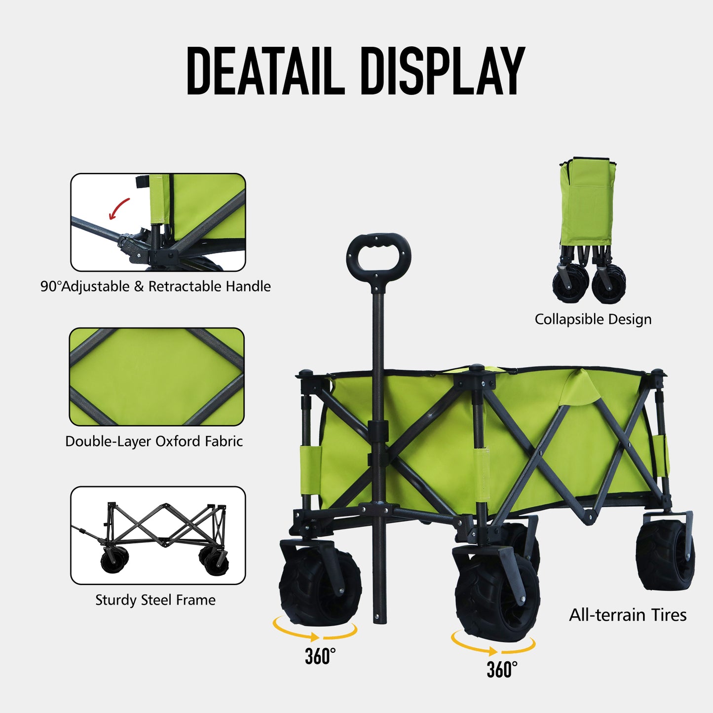 OKEYOLIVE Folding Utility Wagon Cart | All-terrain