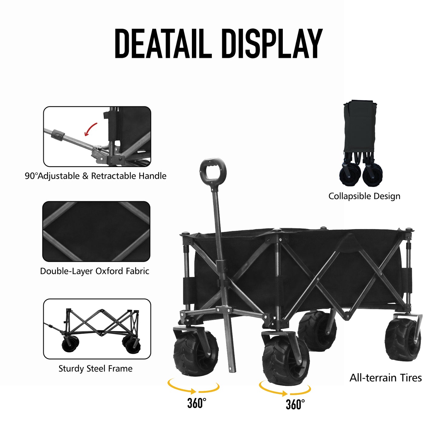 OKEYOLIVE Folding Utility Wagon Cart | All-terrain