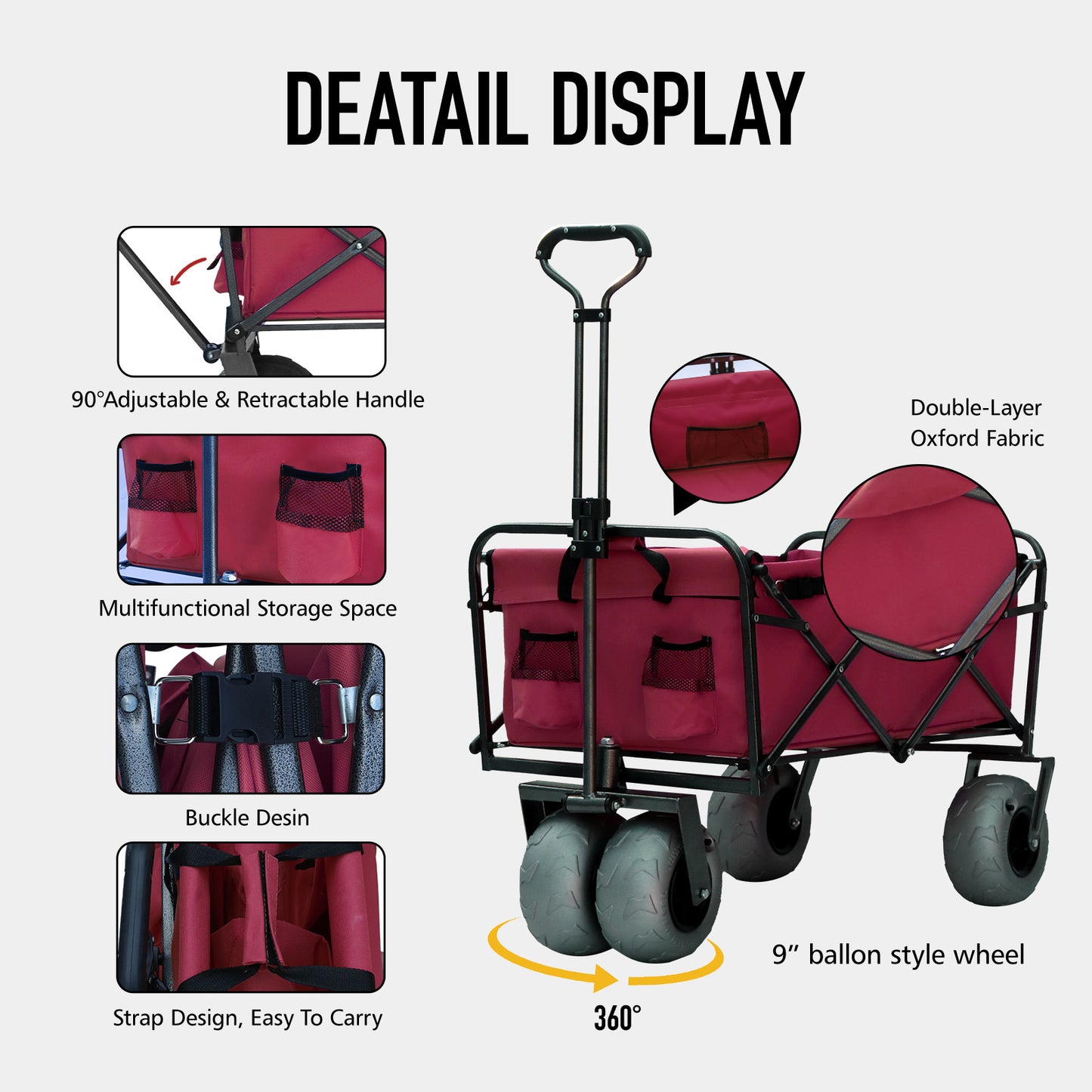 OKEYOLIVE Heavy Duty Collapsible Utility Beach Cart