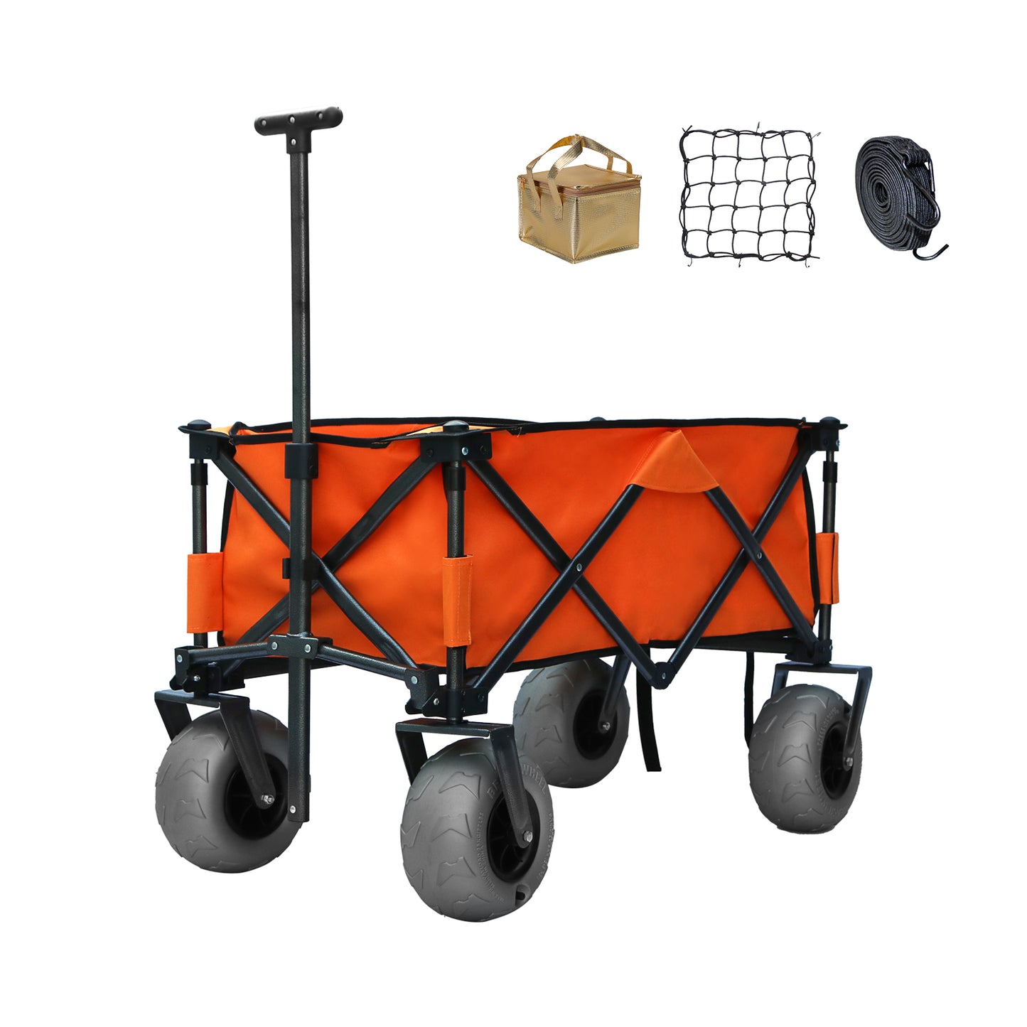 OKEYOLIVE Collapsible Beach Cart w/ Balloon Style Wheels