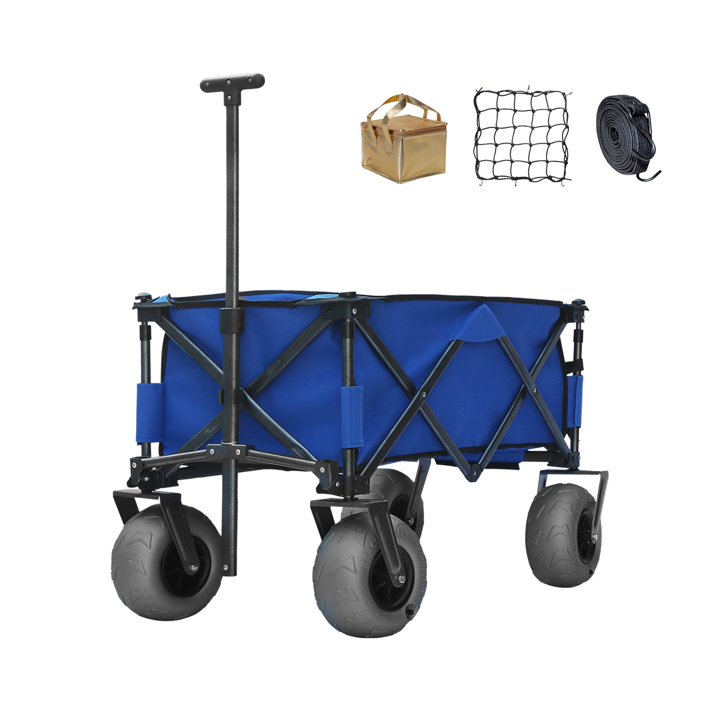 OKEYOLIVE Collapsible Beach Cart w/ Balloon Style Wheels