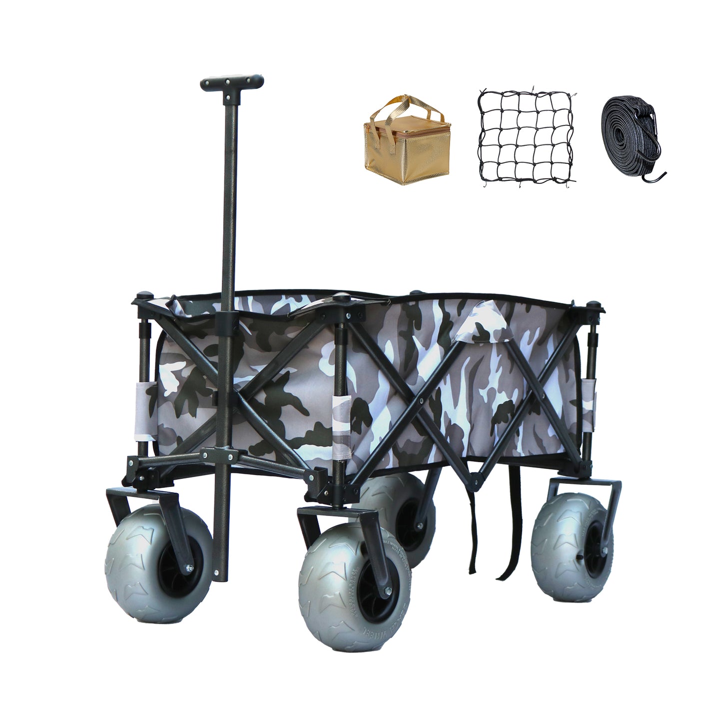 OKEYOLIVE Collapsible Beach Cart w/ Balloon Style Wheels