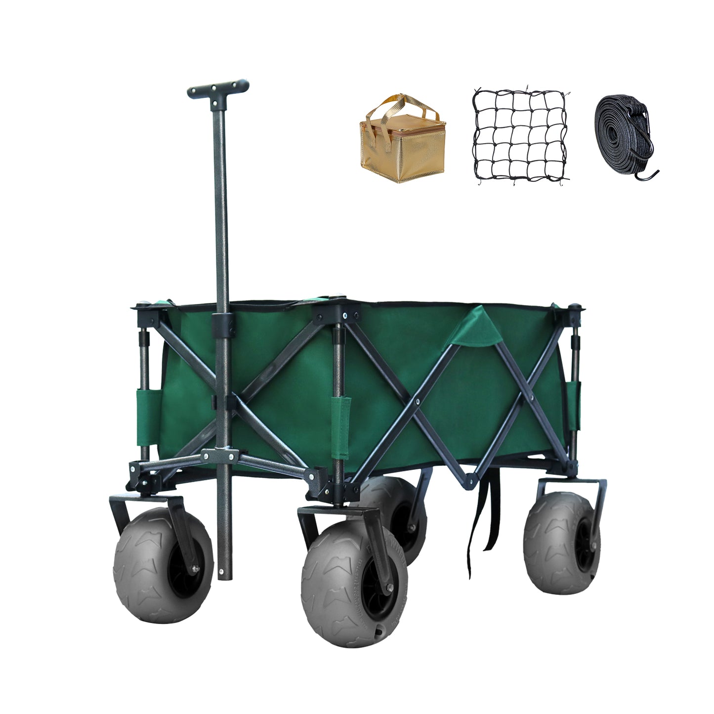 OKEYOLIVE Collapsible Beach Cart w/ Balloon Style Wheels