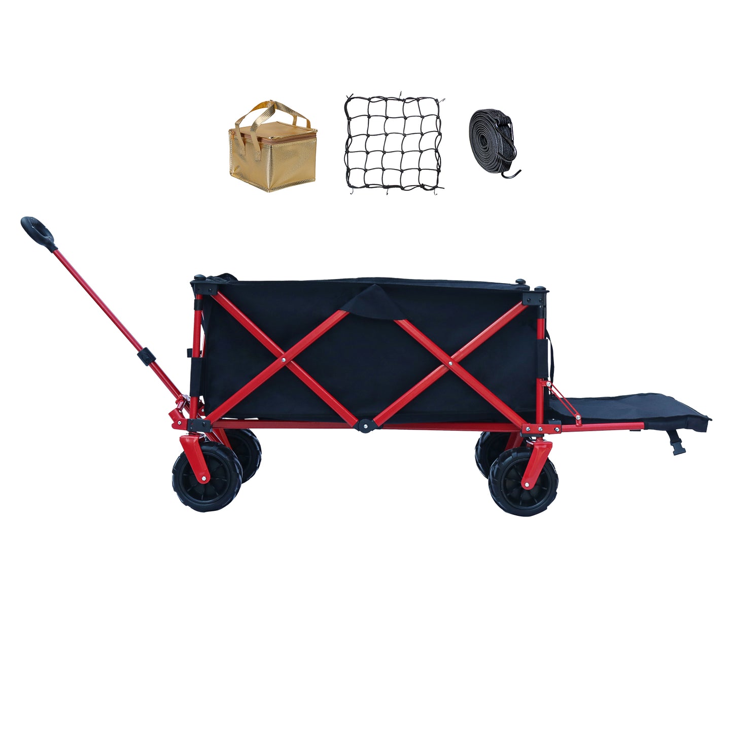 OKEYOLIVE Folding Wagon Cart w/ Side Pocket | Extended Design