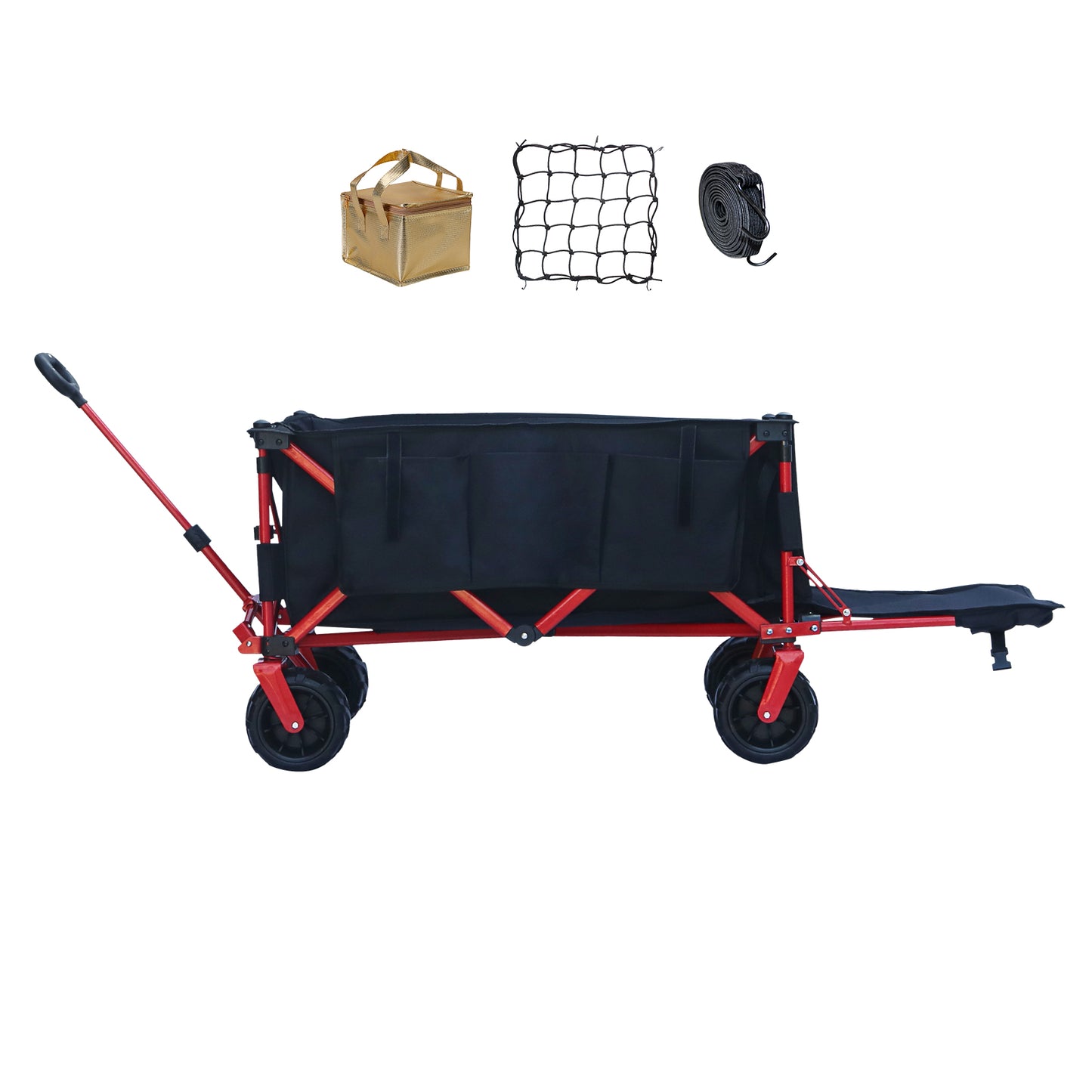 OKEYOLIVE Folding Wagon Cart w/ Side Pocket | Extended Design