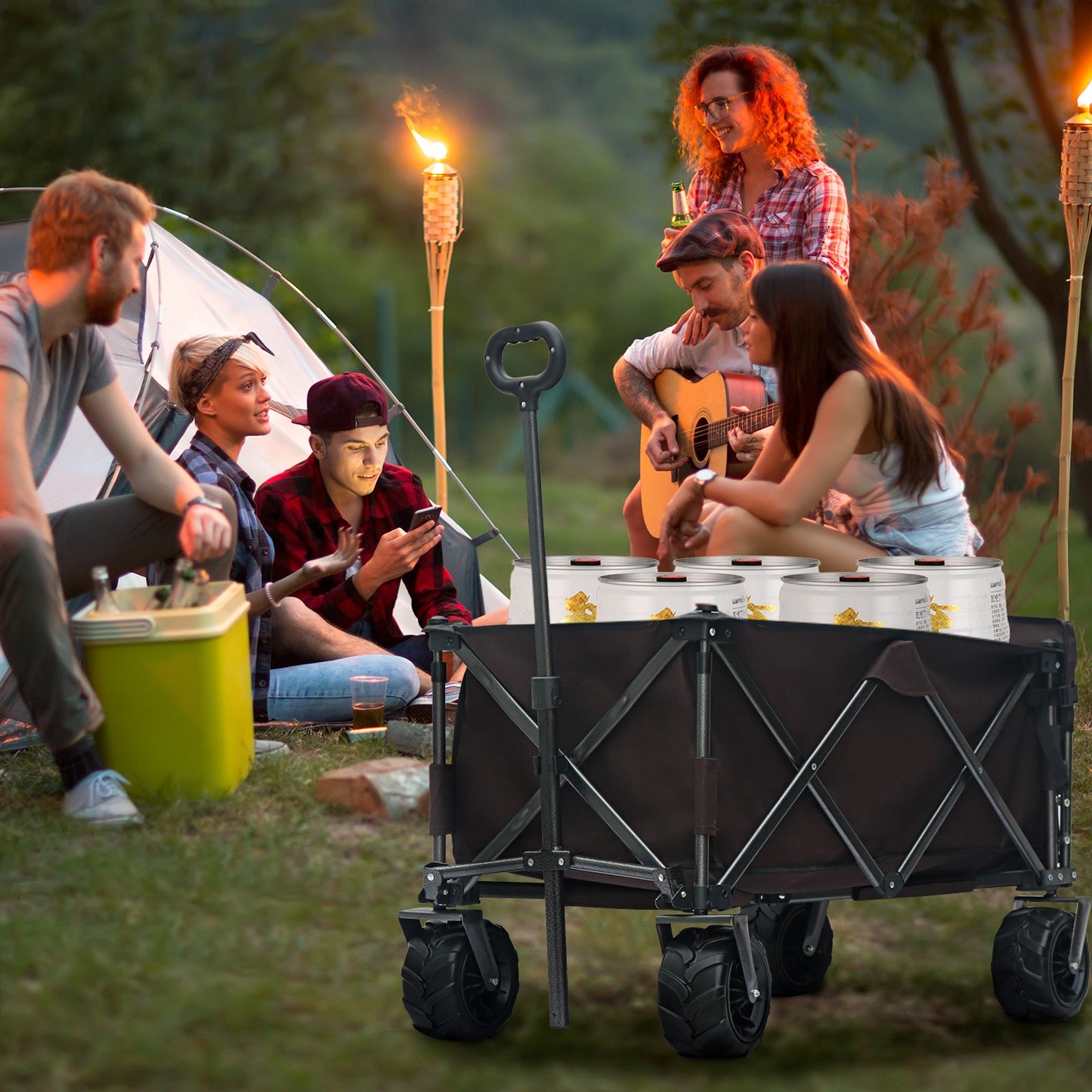 OKEYOLIVE Folding Utility Wagon Cart | All-terrain | Extended Design