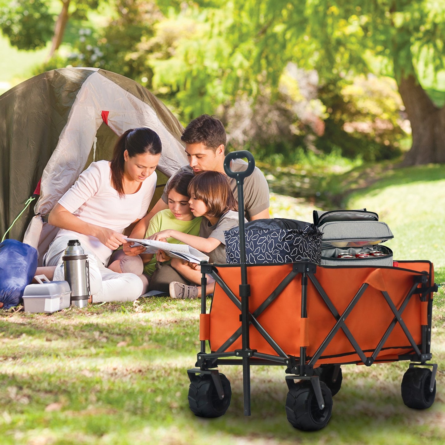 OKEYOLIVE Folding Utility Wagon Cart | All-terrain | Extended Design