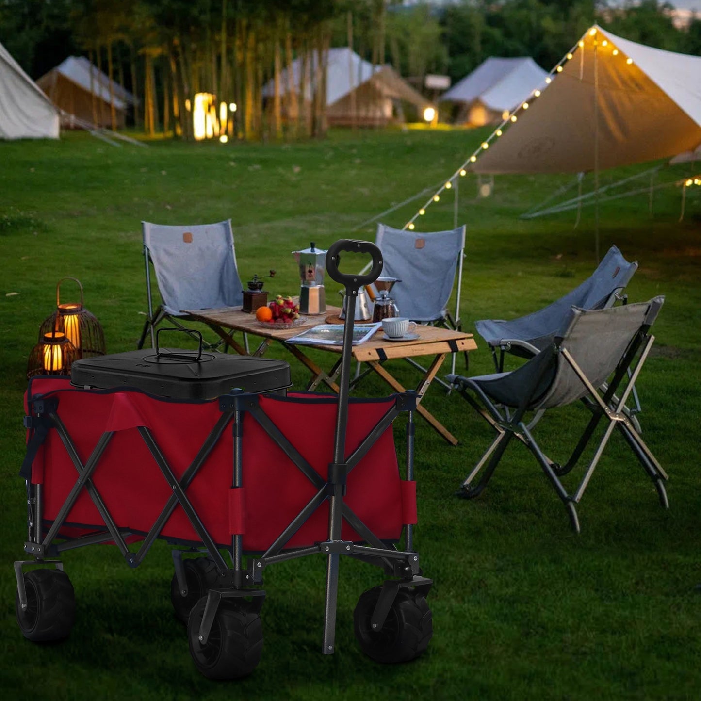 OKEYOLIVE Folding Utility Wagon Cart | All-terrain | Extended Design