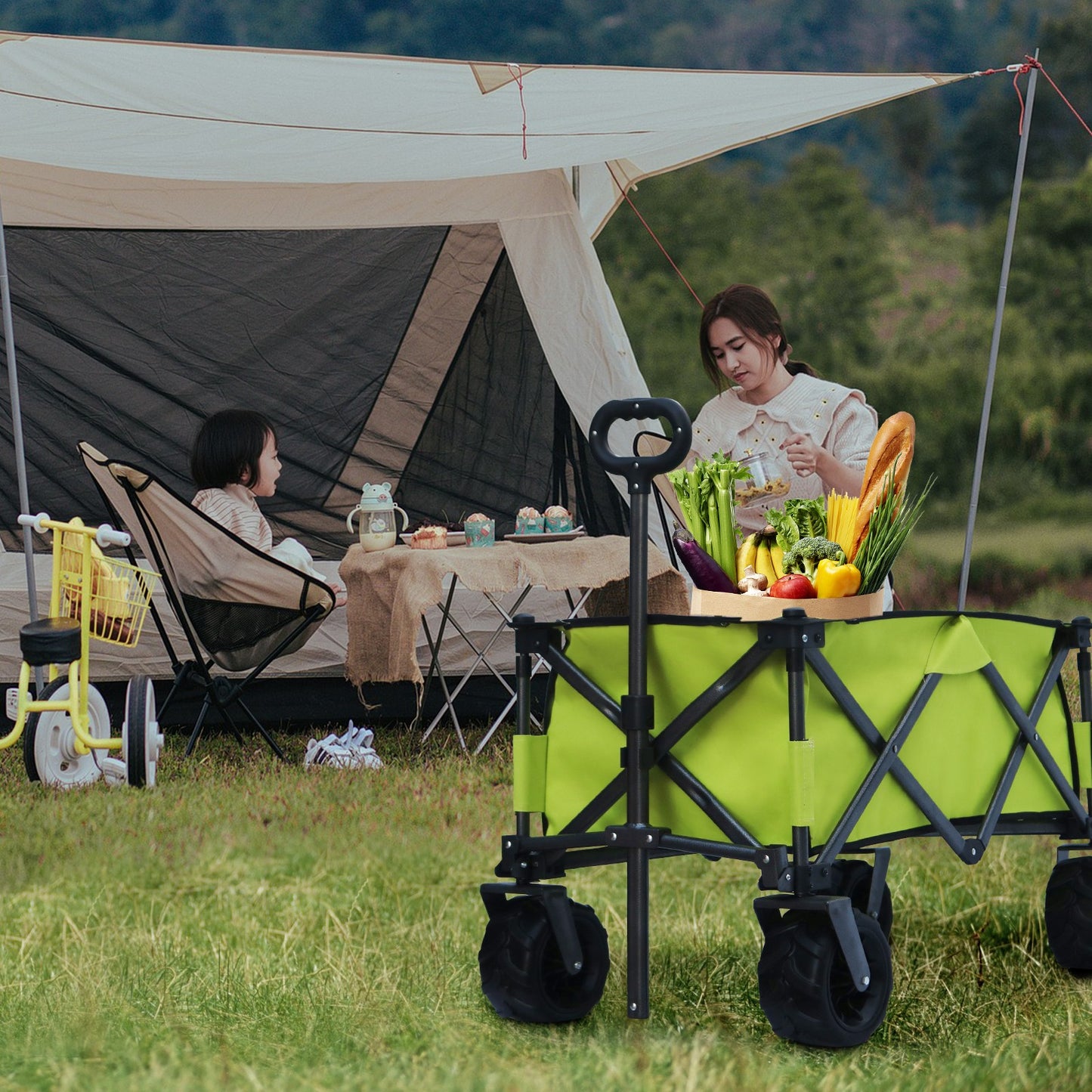 OKEYOLIVE Folding Utility Wagon Cart | All-terrain