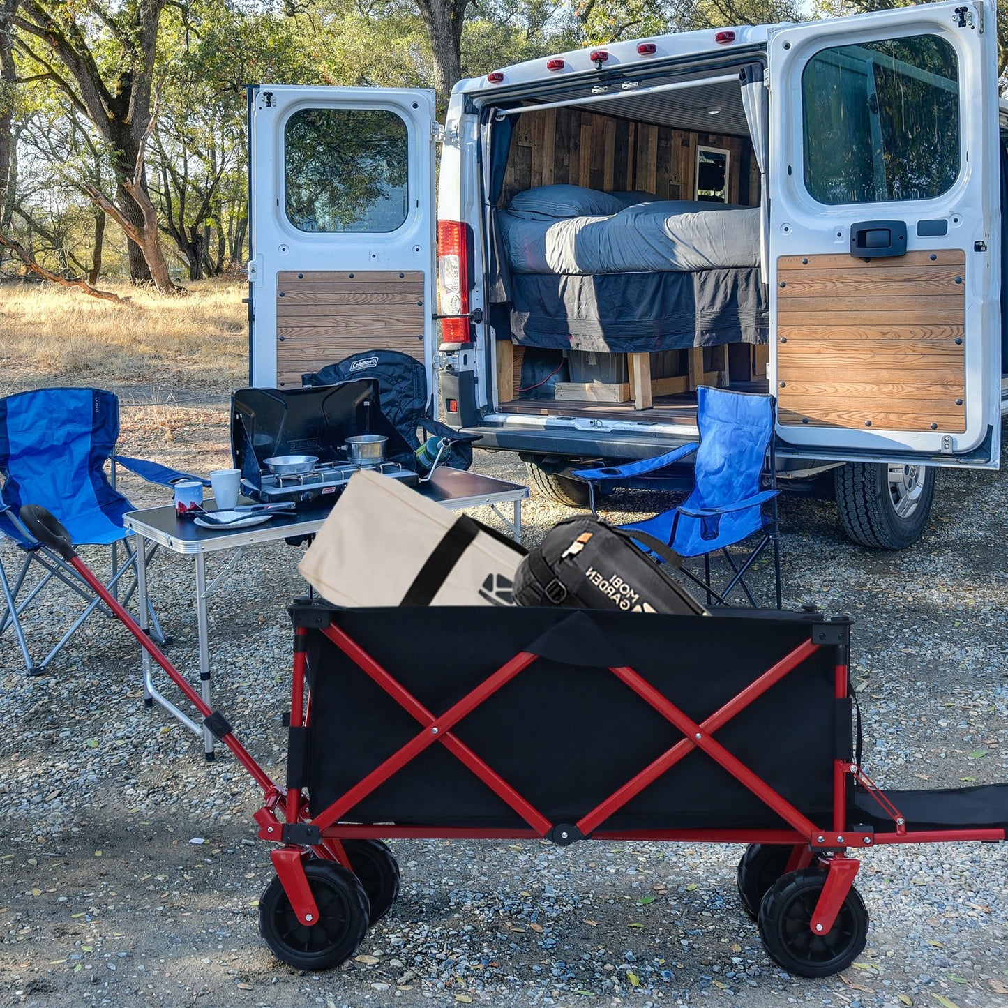 OKEYOLIVE Folding Wagon Cart w/ Side Pocket | Extended Design