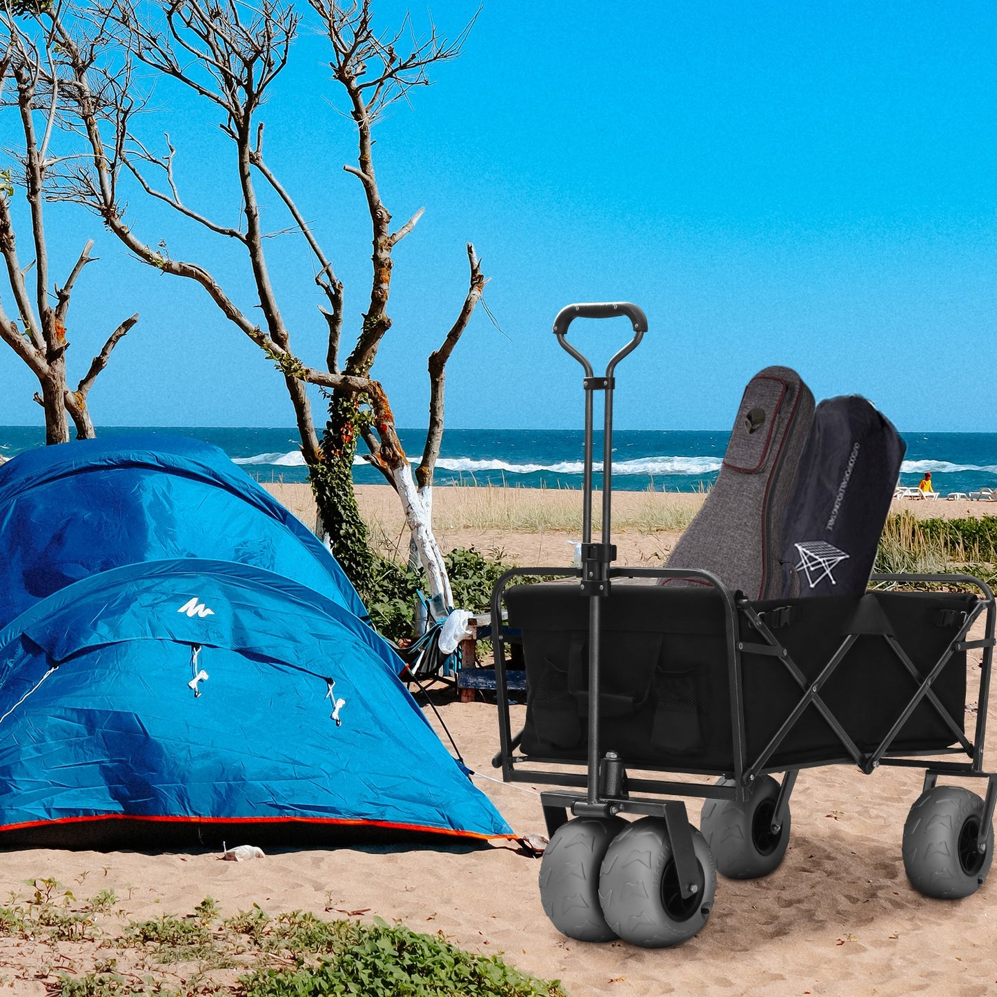 OKEYOLIVE Heavy Duty Collapsible Utility Beach Cart