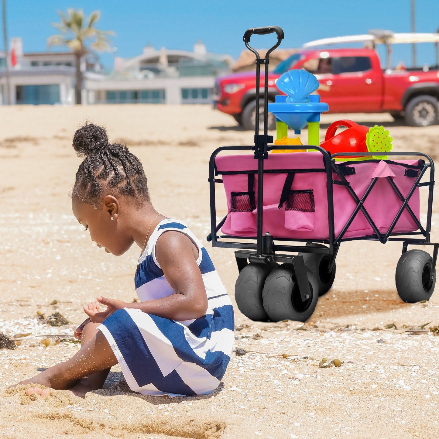 OKEYOLIVE Heavy Duty Collapsible Utility Beach Cart