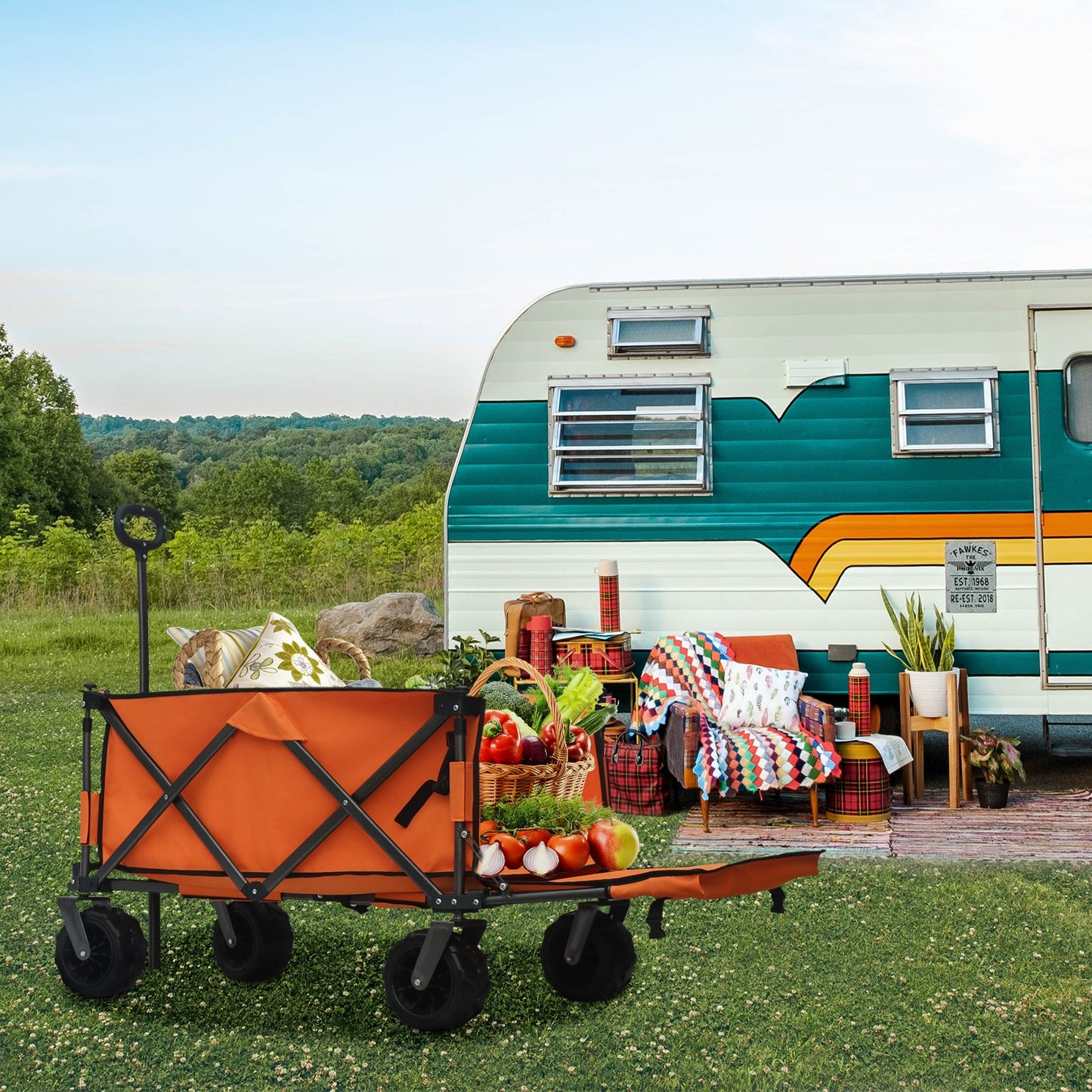 OKEYOLIVE Folding Utility Wagon Cart | All-terrain | Extended Design