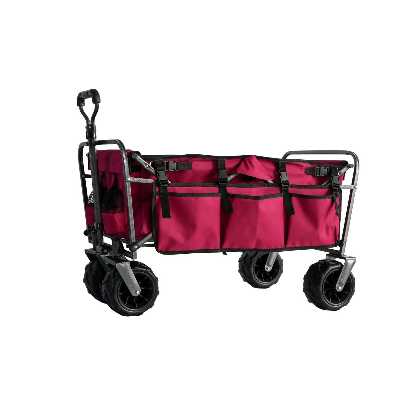 OKEYOLIVE Collapsible Utility Wagon Cart w/ Side Pocket