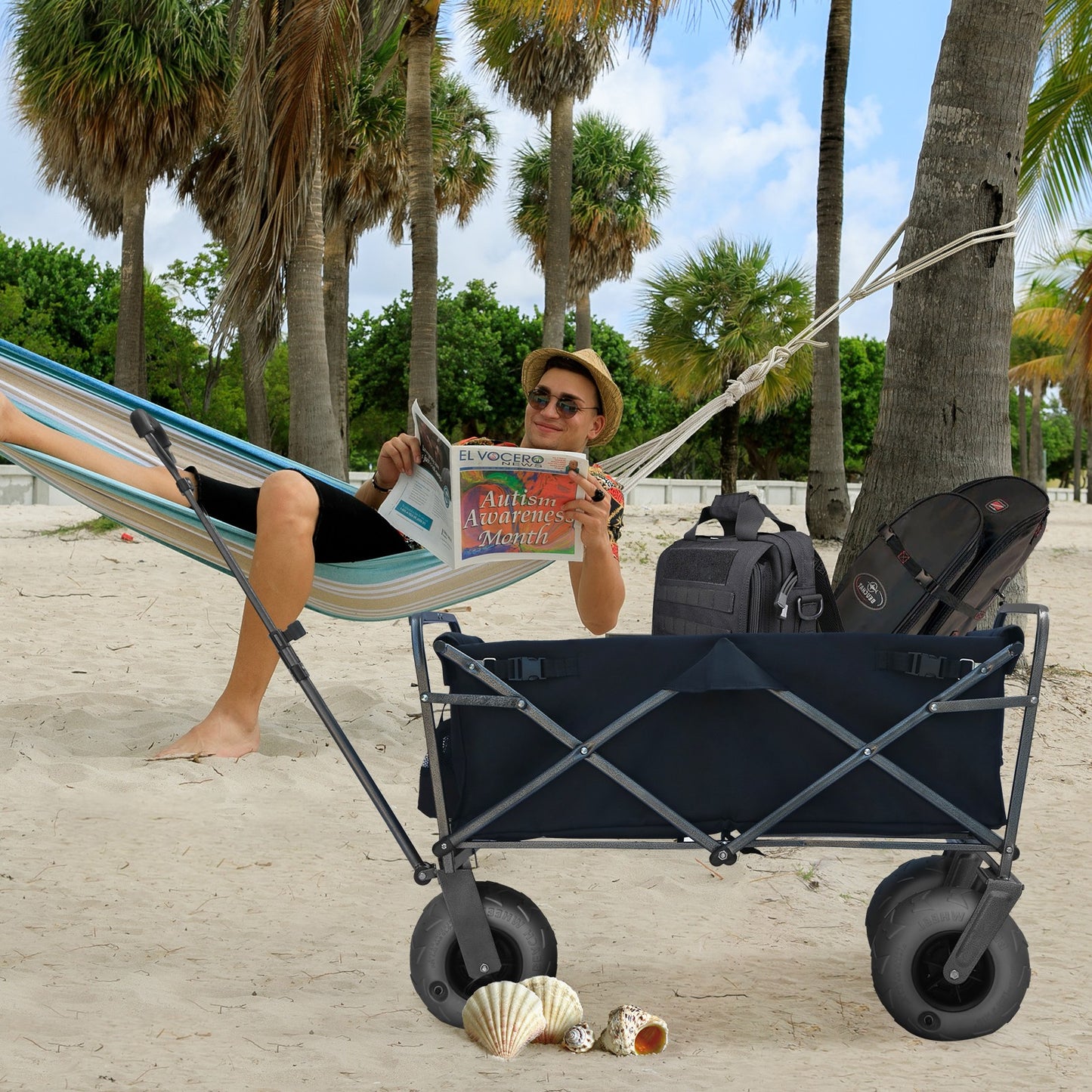 OKEYOLIVE Heavy Duty Collapsible Utility Beach Cart