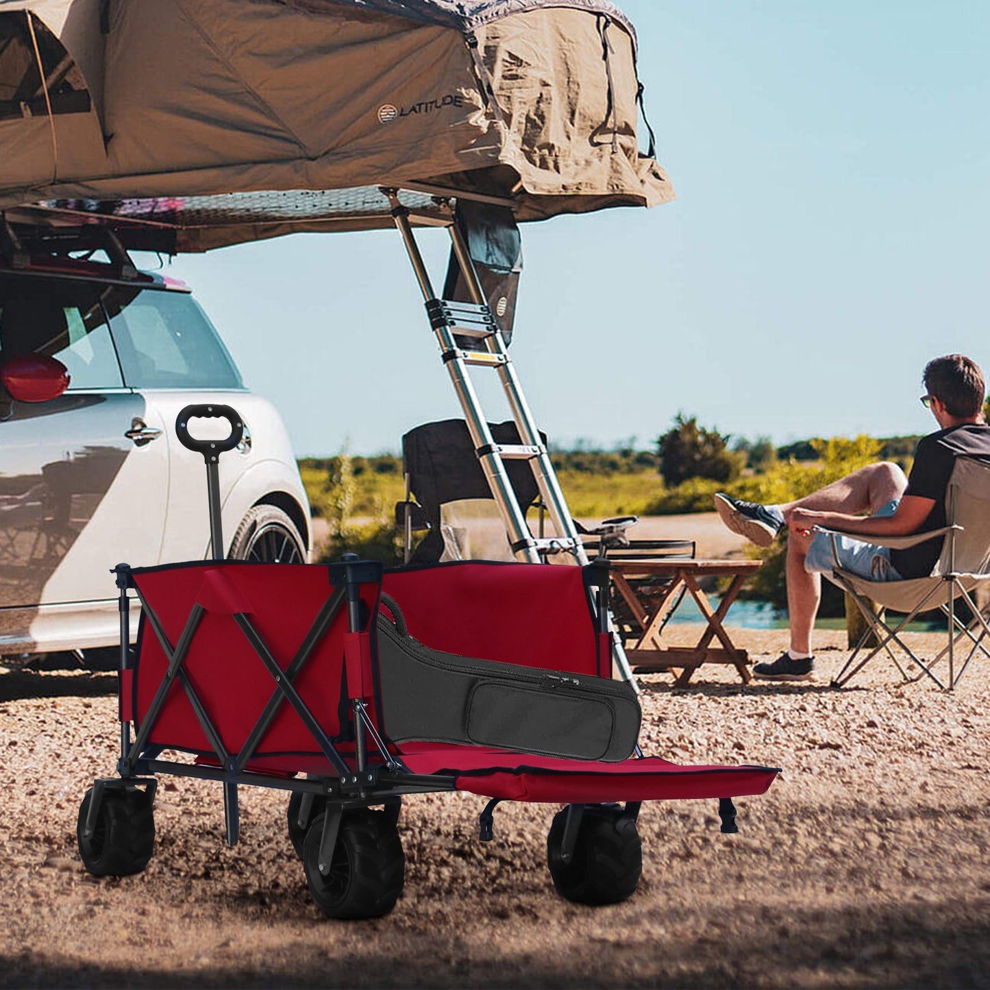 OKEYOLIVE Folding Utility Wagon Cart | All-terrain | Extended Design