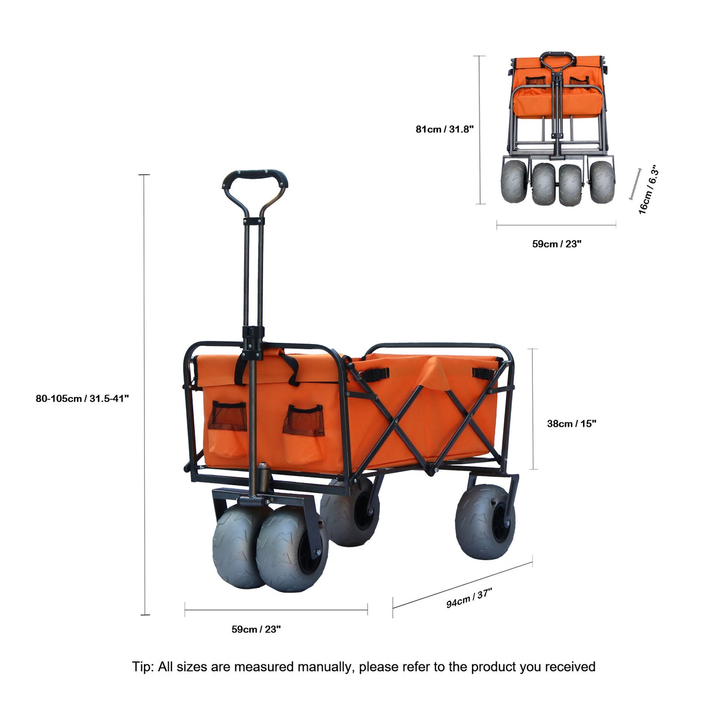 OKEYOLIVE Heavy Duty Collapsible Utility Beach Cart