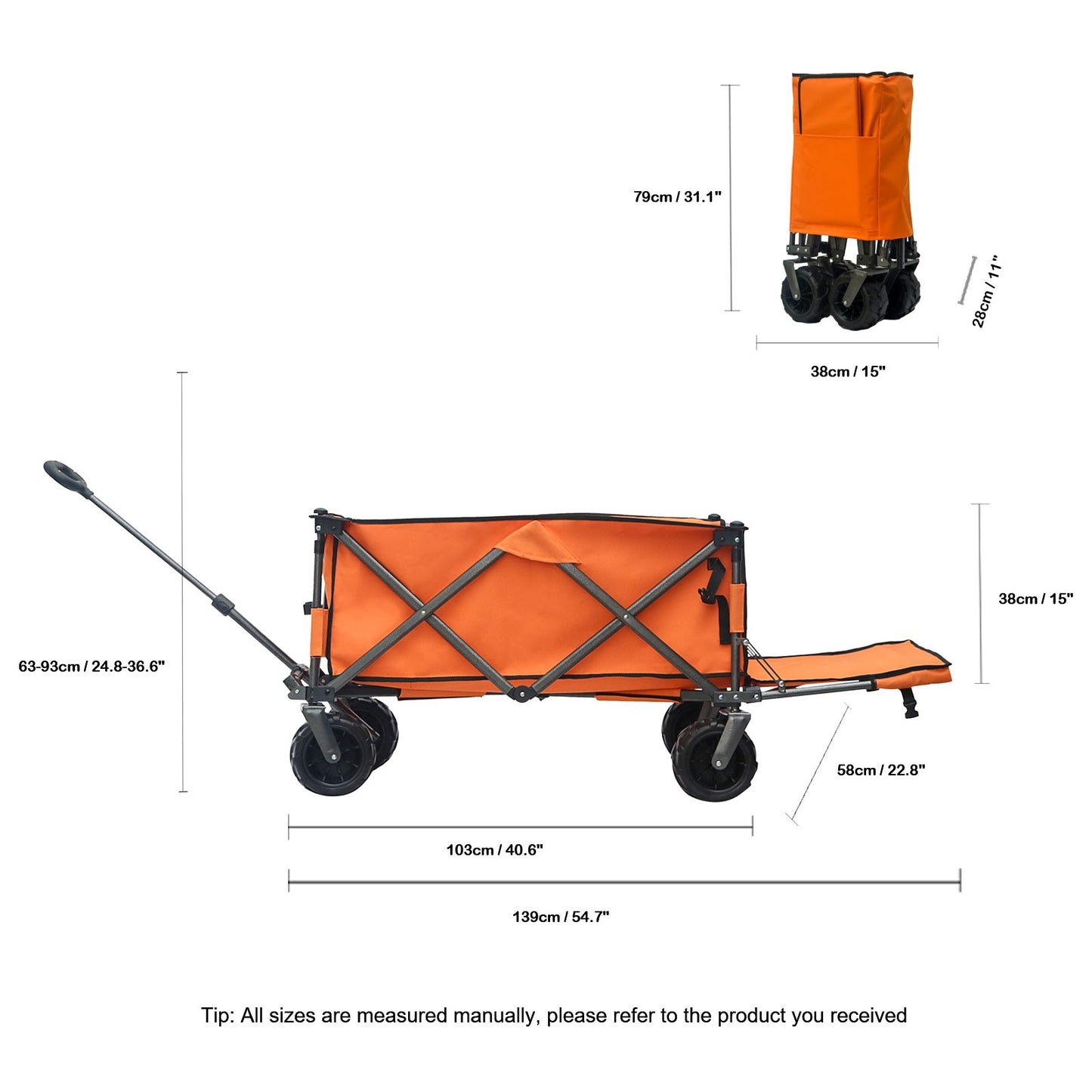 OKEYOLIVE Folding Utility Wagon Cart | All-terrain | Extended Design