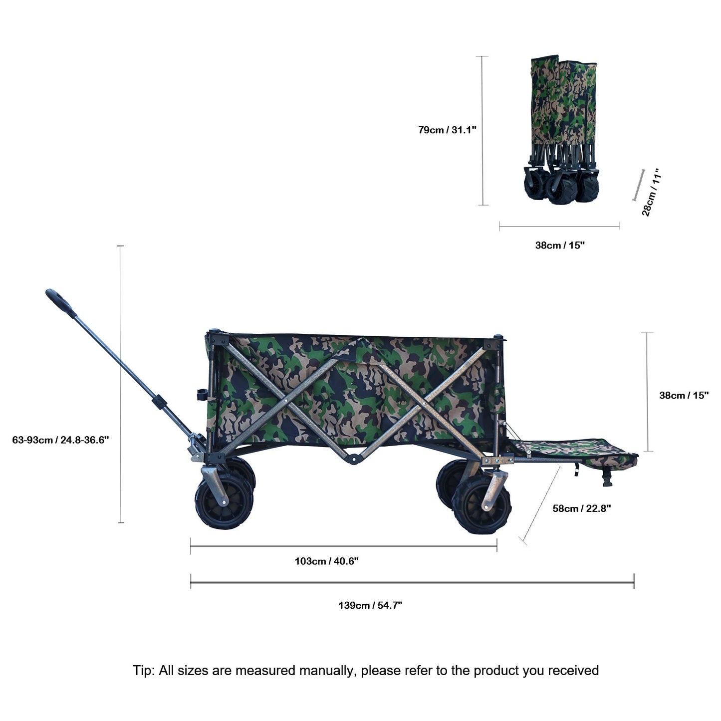 OKEYOLIVE Folding Utility Wagon Cart | All-terrain | Extended Design