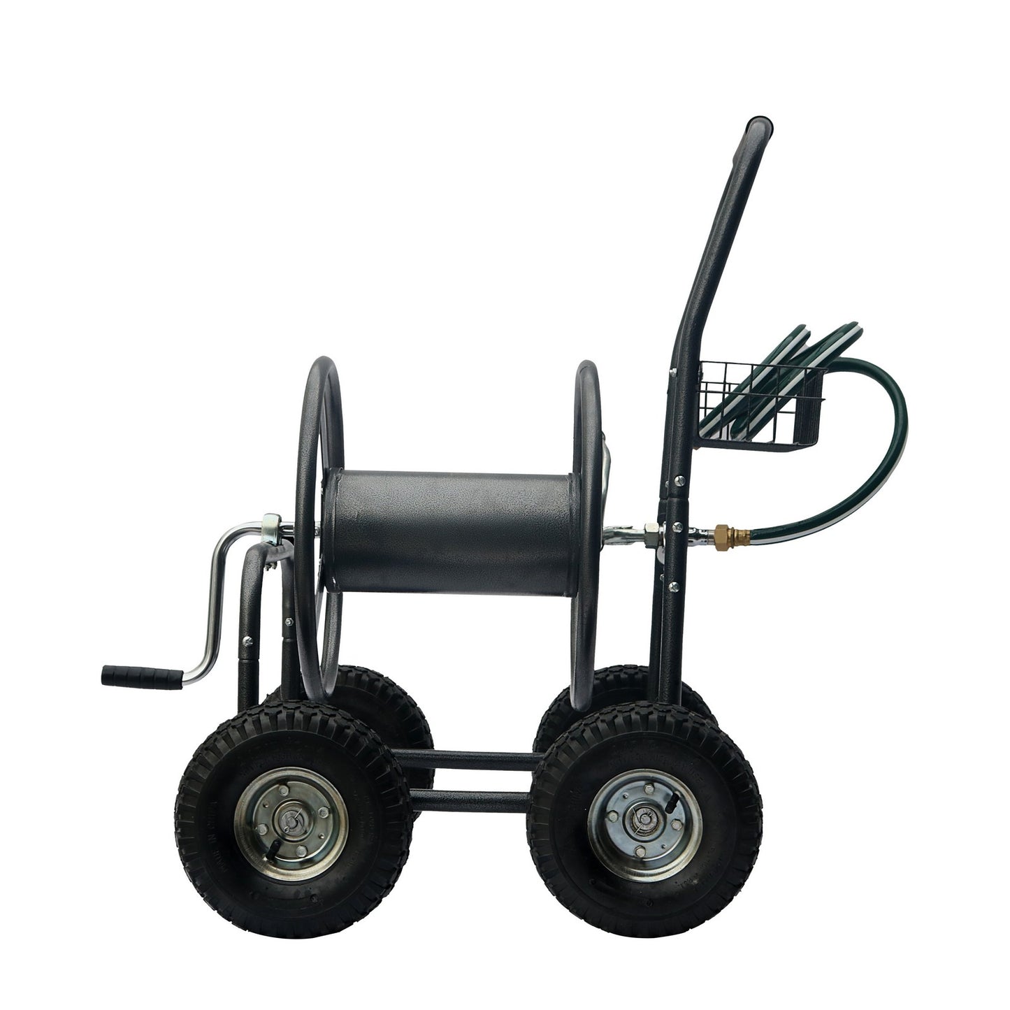 OKEYOLIVE Garden Hose Reel Cart w/ 250 ft Hose Capacity & Basket