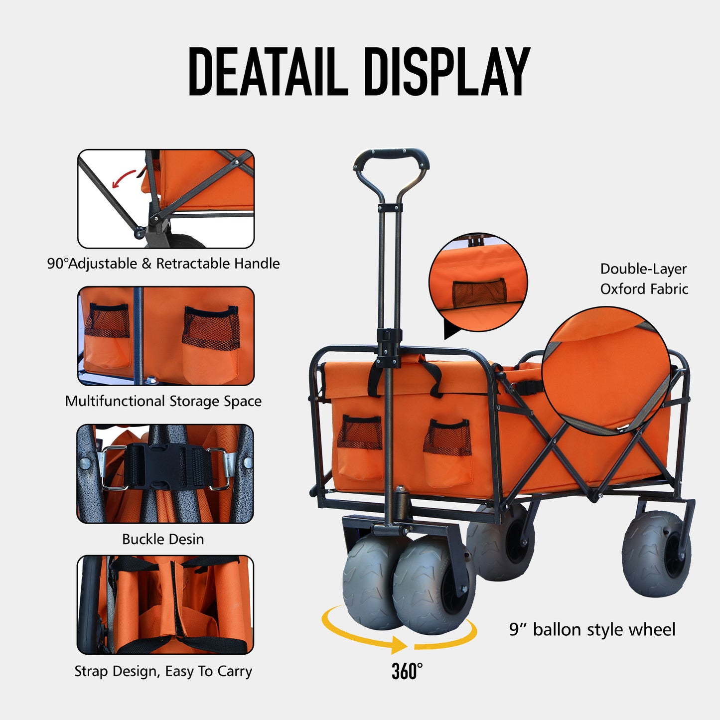 OKEYOLIVE Heavy Duty Collapsible Utility Beach Cart