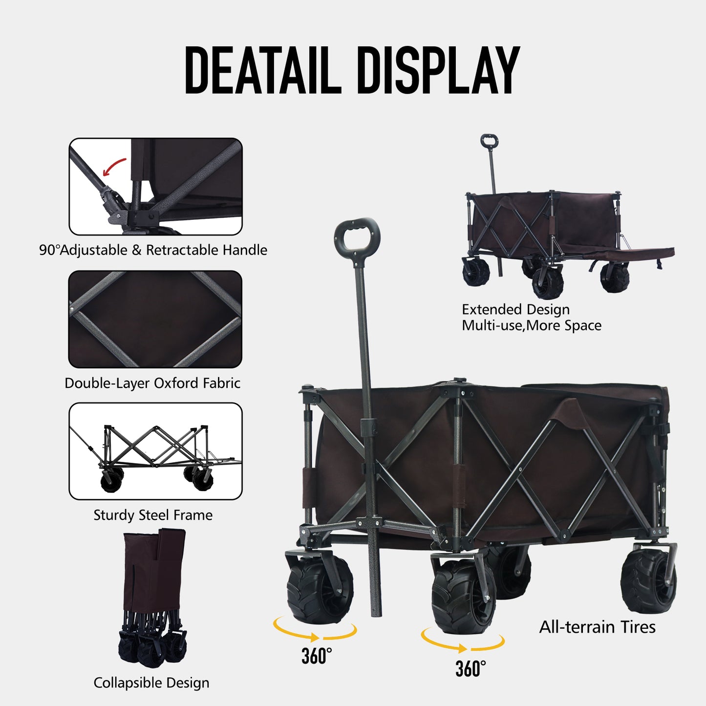 OKEYOLIVE Folding Utility Wagon Cart | All-terrain | Extended Design