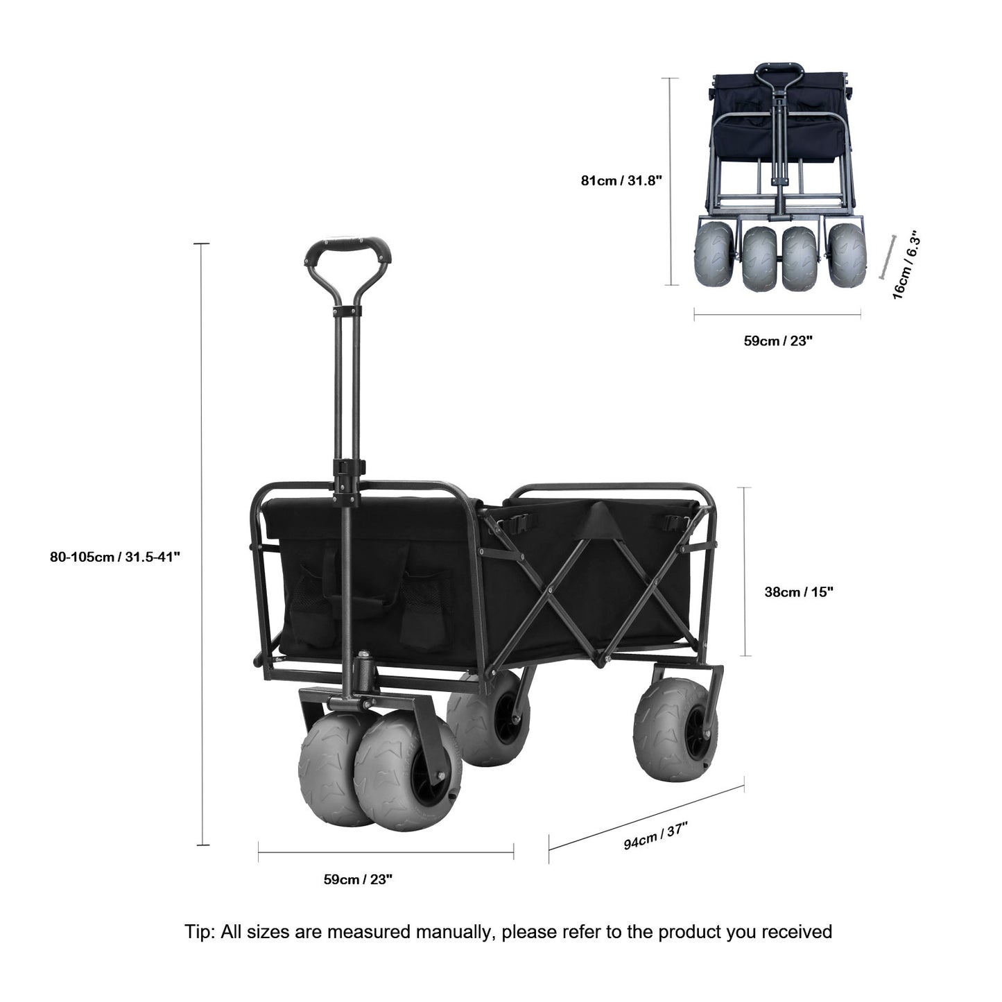 OKEYOLIVE Heavy Duty Collapsible Utility Beach Cart