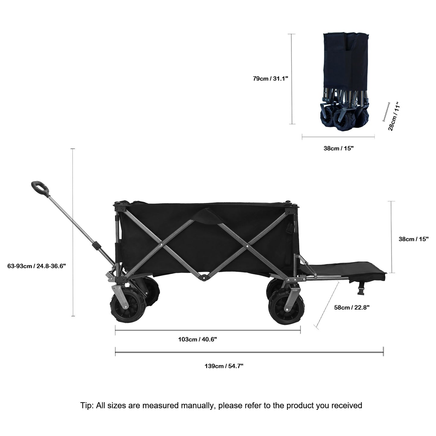 OKEYOLIVE Folding Utility Wagon Cart | All-terrain | Extended Design