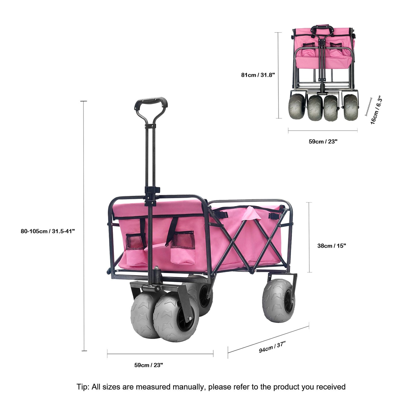 OKEYOLIVE Heavy Duty Collapsible Utility Beach Cart