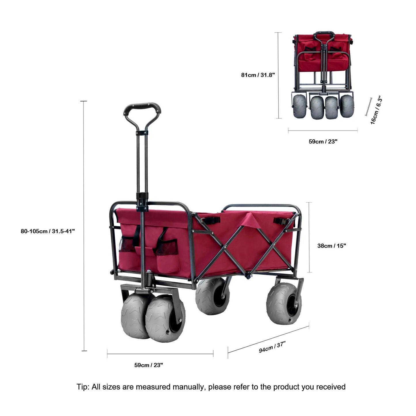 OKEYOLIVE Heavy Duty Collapsible Utility Beach Cart